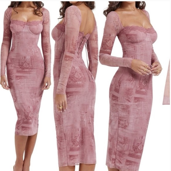 TOXIC ENVY  “Daisy" Long Sleeve Printed Midi Dress - Picture 3 of 13